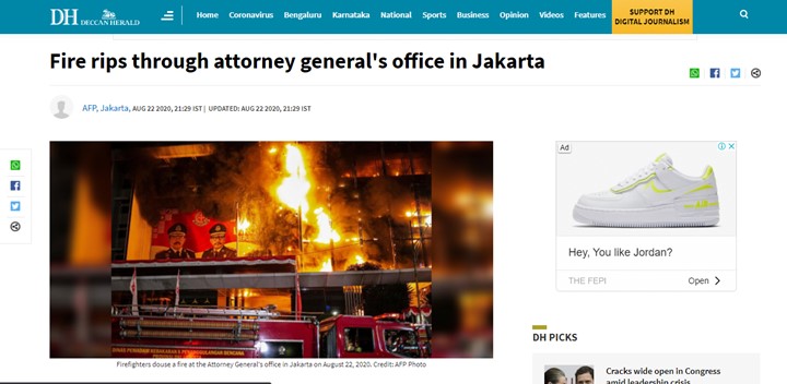 Kebakaran Kejagung Turut Disorot Media Internasional