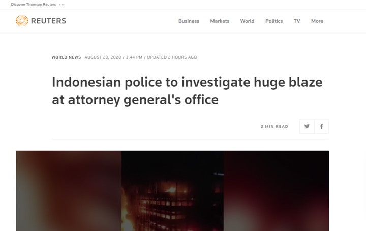 Kebakaran Kejagung Turut Disorot Media Internasional