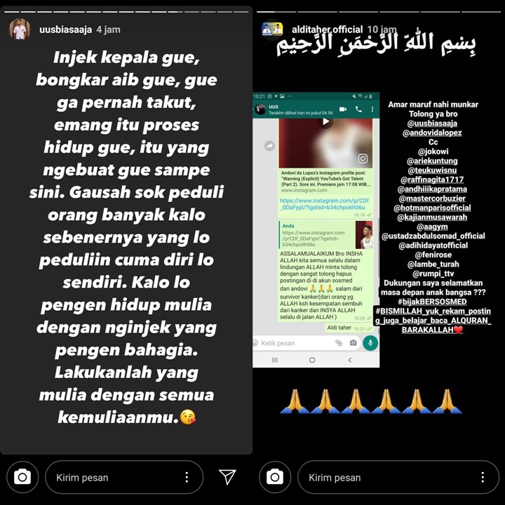 Aldi Taher Tegur Uus Bawa Nama Presiden, Malah Dibalas Tantangan Hingga Sindiran Nyelekit?