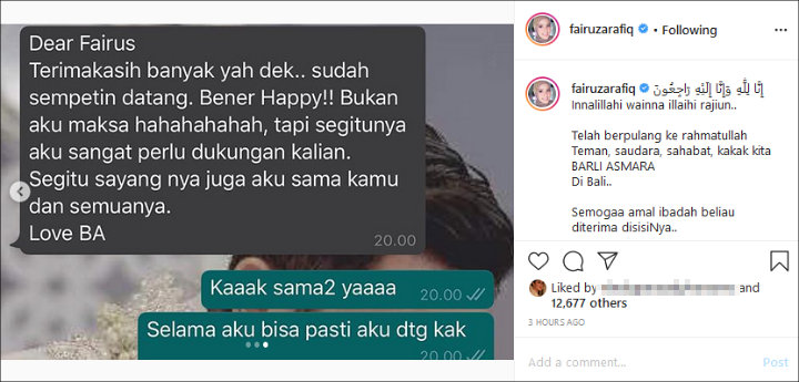 Fairuz A. Rafiq Bagikan Sepenggal Chat Mendiang Barli Asmara, Sifat Asli Terbongkar