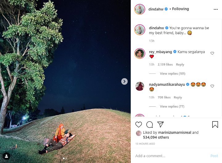 Dinda Hauw Pajang Foto Mesra Bareng Rey Mbayang, Nadya Istri Rizki DA Ikut Komentar Banjir Dukungan
