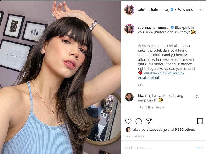 Rambut Berponi Sabrina Pacar Deddy Corbuzier di Postingan Terbaru Ramai Dipuji, Mirip Lisa BLACKPINK?