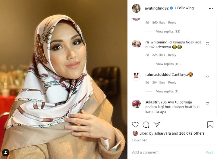 Keseringan Tampil Seksi, Ayu Ting Ting Langsung Dihujat Saat Pakai Hijab di Foto Ini