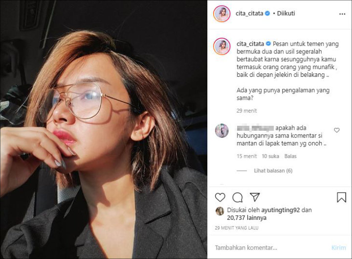 Cita Citata Sindir Teman Bermuka Dua Usai Mantan Tunangan \'Caper\' ke Ayu Ting Ting