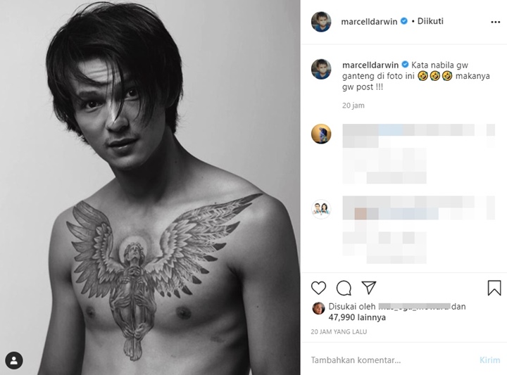 Marcell Darwin Bagikan Foto Ganteng, Tato di Dada Bikin Status Mualaf Jadi Perdebatan