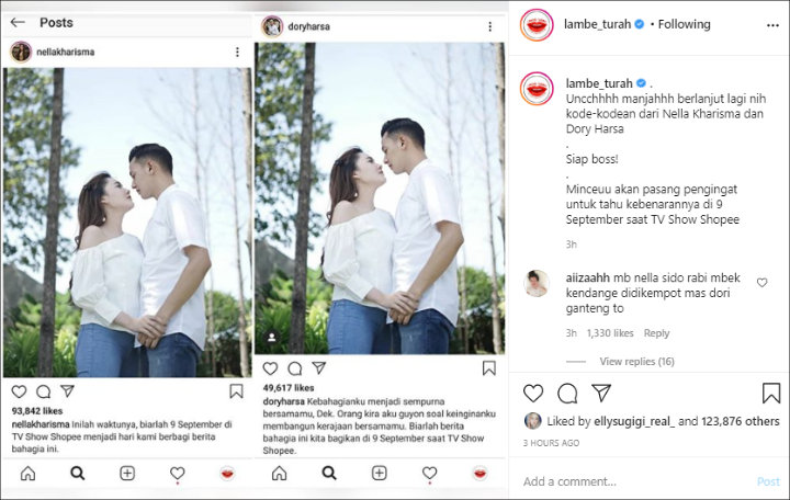 Kompak Pamer Foto Mesra Dengan Nella Kharisma, Dory Harsa: Kebahagiaanku Sempurna Bersamamu