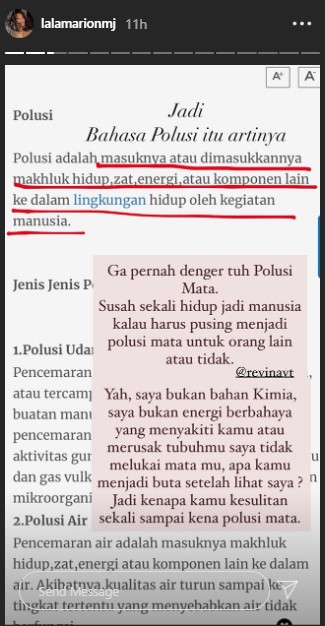 Marion Jola Balas Menohok Cuitan Revina VT Soal Polusi Visual