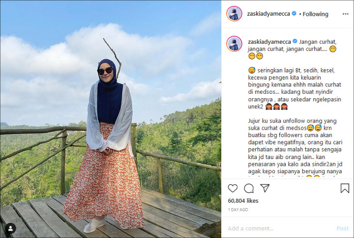 Zaskia Adya Mecca Sindir Orang yang Suka Curhat di Medsos, Bakal Langsung Unfollow