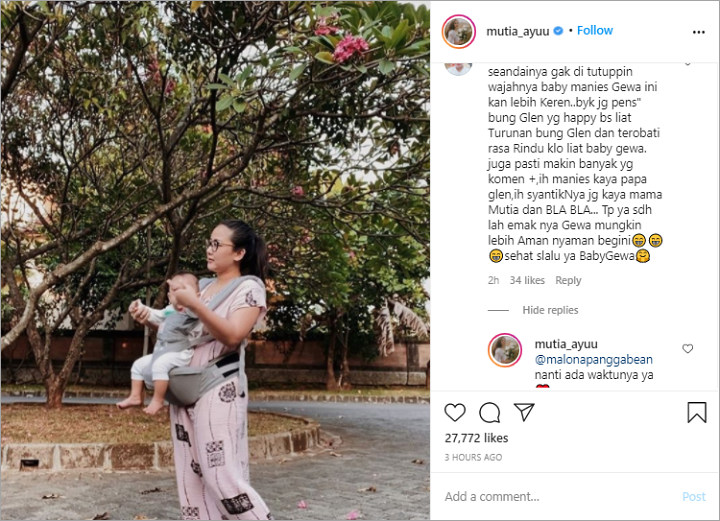 Mutia Ayu Beri Respon Begini Saat Dikomentari Soal Tutupi Wajah Gewa