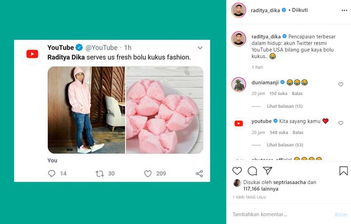 Fesyen Raditya Dika Disebut Mirip Bolu Kukus, Komentar Anji Tuai Reaksi Sinis