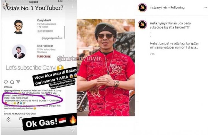 Posisi Atta Halilintar Sebagai YouTuber Nomor 1 Se-Asia Terancam Tergeser Gara-Gara Ini