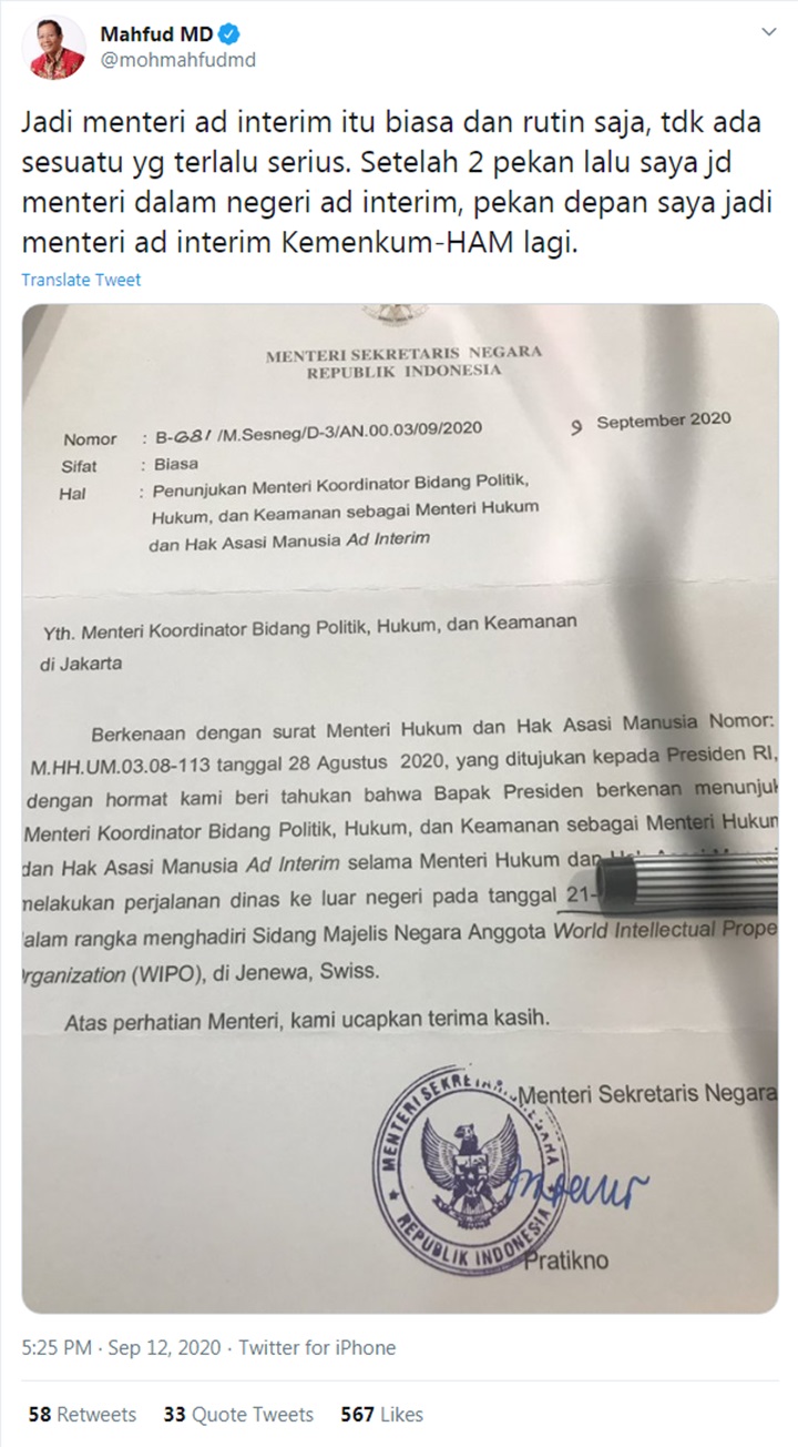 Menteri Ad Interim