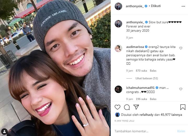 Audi Marissa Bagikan Potret Saat Dilamar Anthony Xie, Bantah Nikah Dadakan