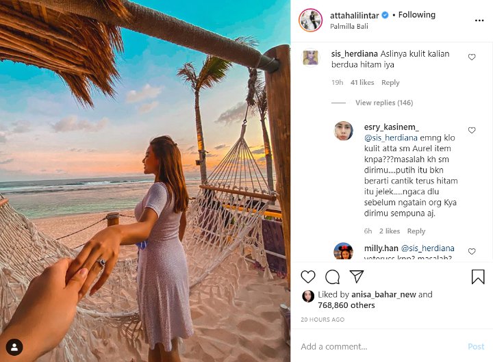 Pamer Foto Mesra di Pinggir Pantai, Atta Halilintar dan Aurel Hermansyah Diejek Warna Kulit Hitam