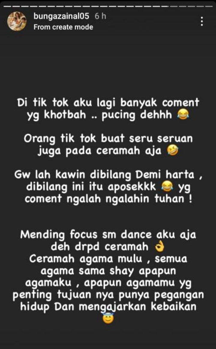 Bunga Zainal Balas Menohok Sindiran Nikah Demi Harta Hingga Diceramahi Soal Agama