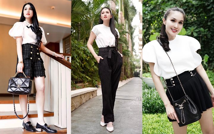 Gaya Feminim Sandra Dewi Pakai Bando Mickey Mouse Jadi 