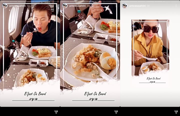 Sultan Emang Beda, Syahrini dan Reino Barack Sarapan Bubur Ayam di Atas Jet Pribadi