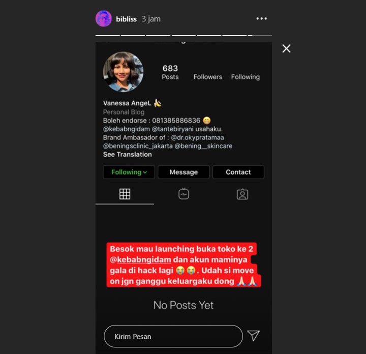 Instagram Vanessa Angel Kembali Hilang Sebelum Buka Bisnis, Suami Isyaratkan Kenal Pelaku