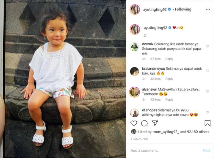 Mantan Suami Sambut Anak Pertama, Ayu Ting Ting Pajang Foto Masa Kecil Bilqis Banjir Ucapan Selamat