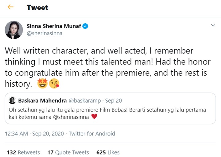 Baskara Mahendra dan Sherina Kenang Momen Pertemuan Pertama