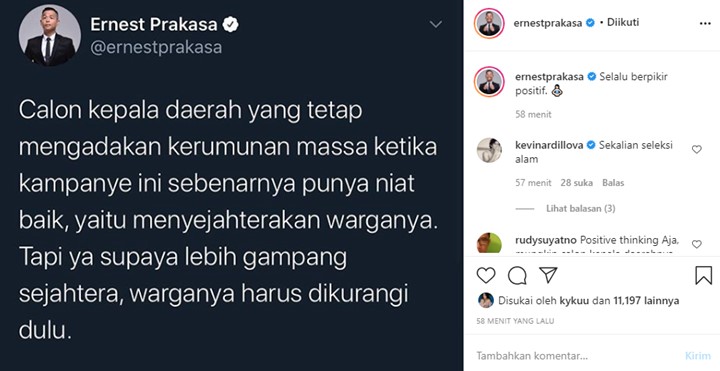 Ernest Prakasa Temukan \'Sisi Positif\' Kampanye Pilkada dengan Kerumunan Massa