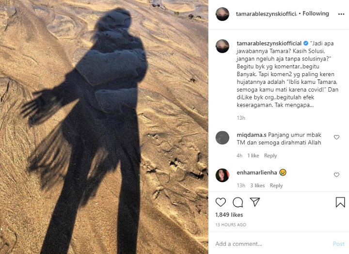 Disebut Iblis Hingga Didoakan Mati Karena Covid-19, Tamara Bleszynski Pamit Tutup Komentar