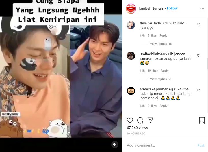 Rizky Billar Disindir Habis-habisan Karena Fotonya Disandingkan dengan Lee Min Ho, Netter Tak Rela