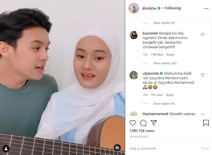 Tatapan Cinta Rey Mbayang ke Dinda Hauw Saat Nyanyi Bareng Bikin Salfok, Dalam Banget