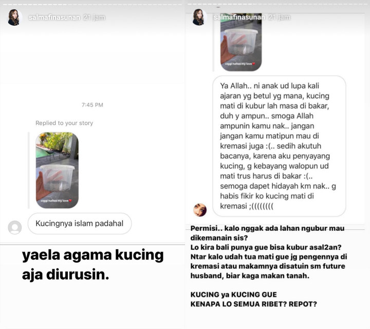 Salmafina Dihujat Usai Kremasikan Mayat Kucing, Balas Ngegas Hingga Lontarkan Pernyataan Mengejutkan