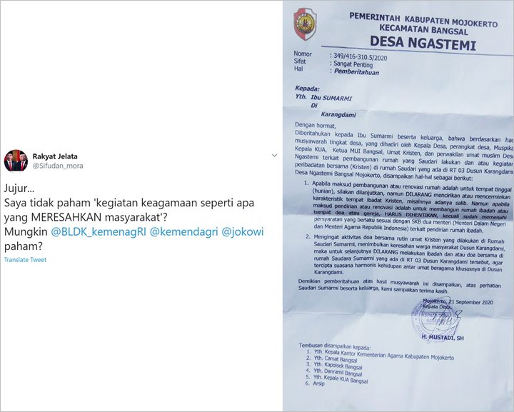 Viral Surat Edaran Kades Ngastemi Mojokerto Larang Warga Kristen Ibadah di Wilayahnya