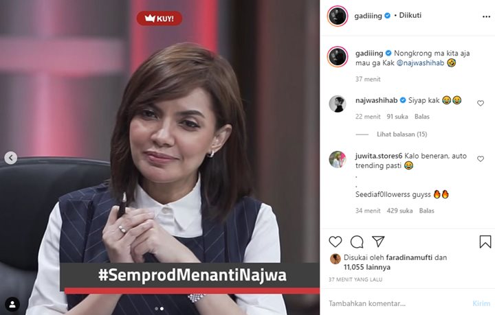 Gading Marten cs Ajak Nongkrong, Najwa Shihab Langsung Beri Jawaban