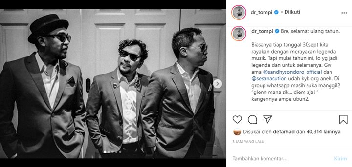 Tompi dan Sandhy Sondoro Masih Suka Panggil-panggil Almarhum Glenn Fredly di Grup WhatsApp