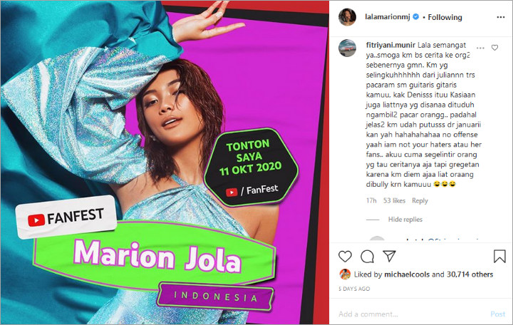 Akun Marion Jola Diserang