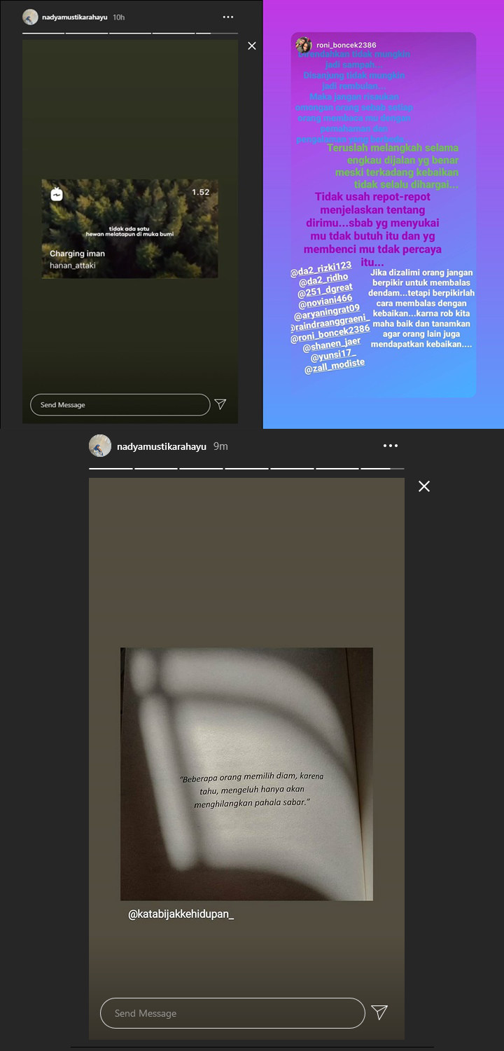 Nadya Posting Pesan Positif