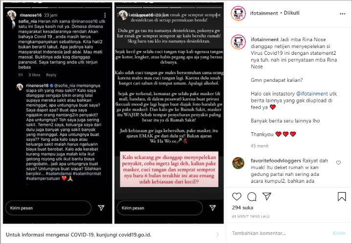 Dianggap Sepelekan Corona, Rina Nose Beber Kebiasaan Lakukan Hal Ini Sejak kecil