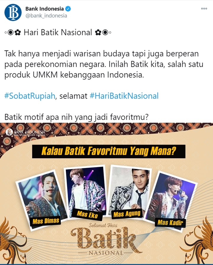 Rayakan Hari Batik Nasional, BI Bikin Geger Gandeng Super Junior Jadi \'Model\'