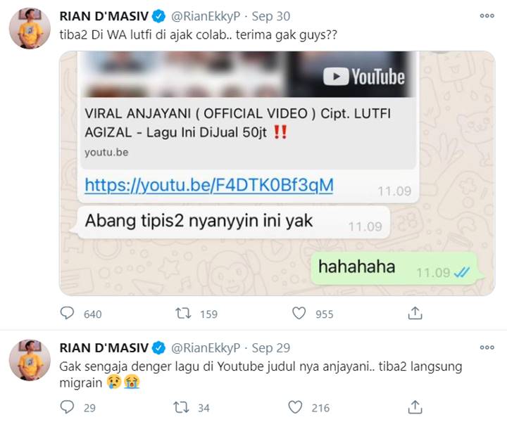 Rian D\'Masiv Terima Tantangan Lutfi Agizal untuk Nyanyikan Lagu Anjayani?