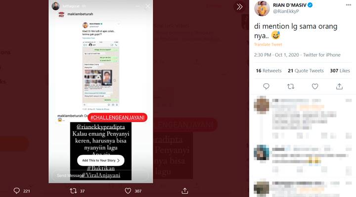 Rian D\'Masiv Terima Tantangan Lutfi Agizal untuk Nyanyikan Lagu Anjayani?