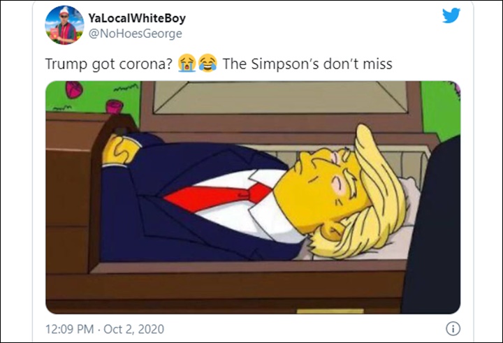 Ramalan kematian di kartun The Simpsons kembali viral usai Trump kena COVID-19