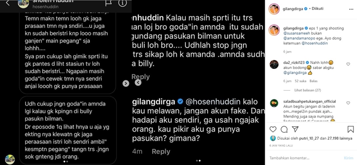 Gilang Dirga Diserang Fans Billy-Amanda Manopo, Rizki DA Ikut Komentar Dicibir Sok Asik