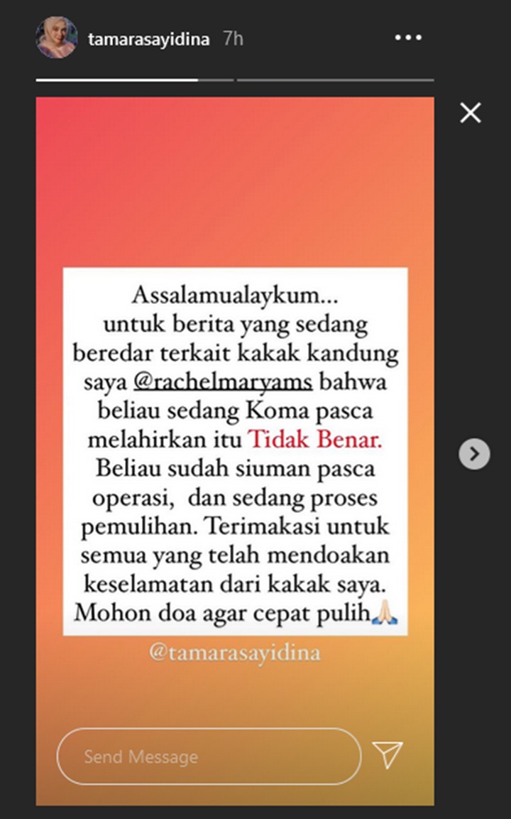 Klarifikasi Adik Rachel Maryam