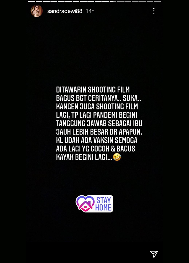 Sandra Dewi Sedih Terpaksa Tolak Tawaran Syuting Film dengan Alur Menarik, Ini Alasannya