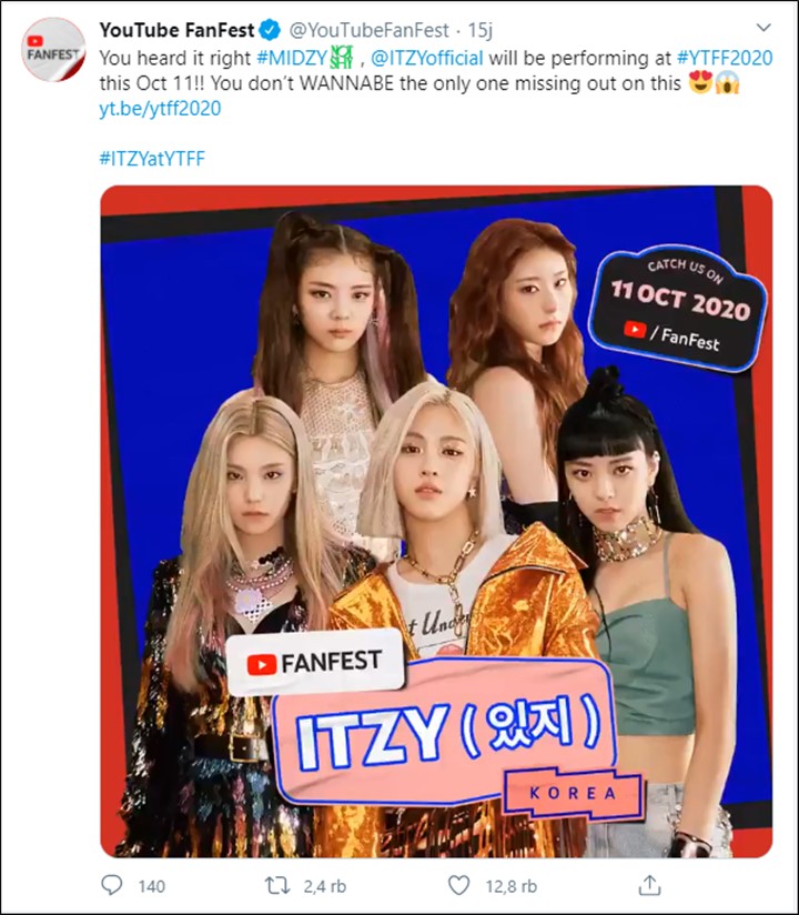 Photo-INFOGabung Line Up Dari Negara Lain, ITZY Dikonfirmasi Tampil Dalam YouTube FanFest Event 2020