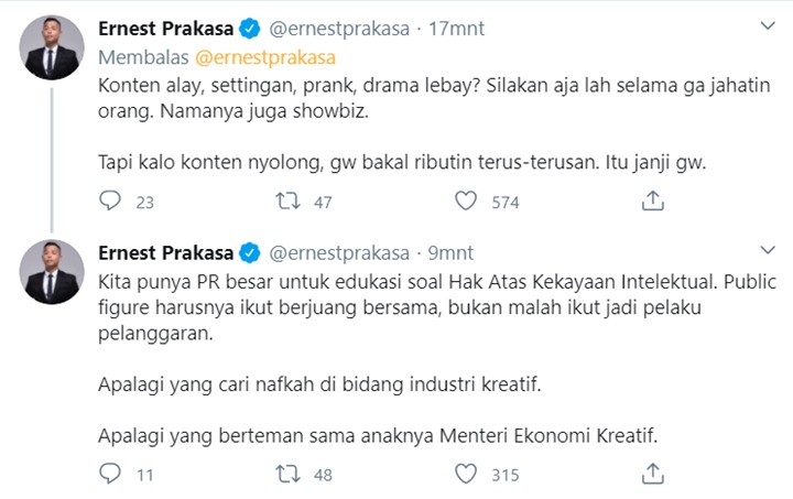 Awkarin Kepergok Curi Karya Orang, Ernest Prakasa Singgung Kedekatan dengan Anak Menteri