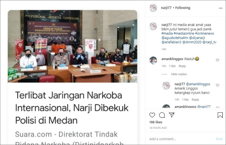 Narji Cagur Sampaikan Protes Soal Namanya Yang Diberitakan Terlibat Jaringan Narkoba Internasional