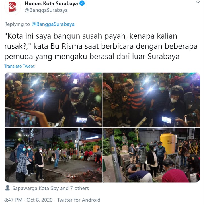 Turun ke Lapangan, Risma Marahi Pendemo Anarkis