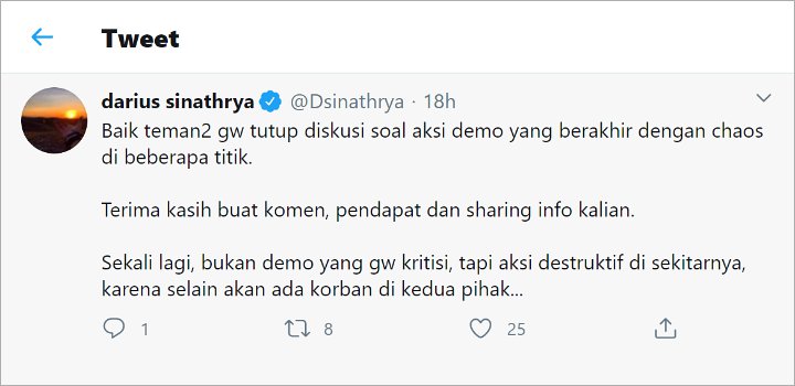 Darius Sinathrya Adu Mulut dengan Netter Gegara Cuitan Soal UU Cipta Kerja, Dianggap Tak Bijaksana