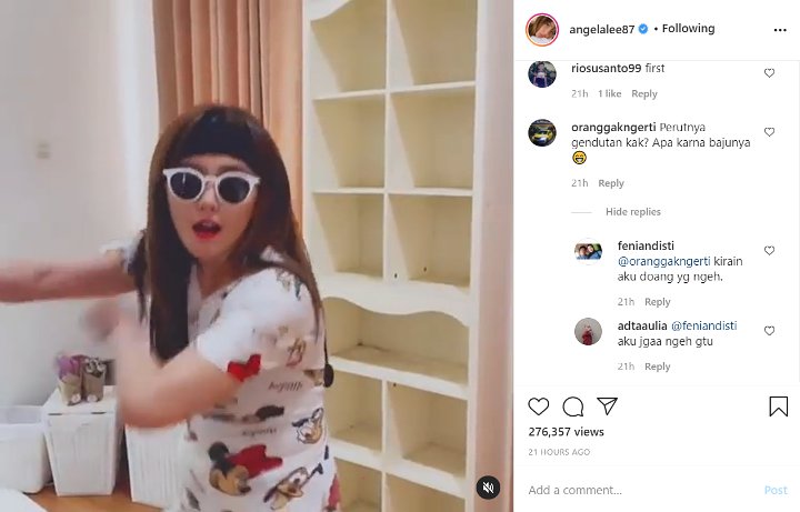 Angela Lee Pamer Aksi Joget Heboh, Bagian Perut Buncit Dicurigai Sedang Hamil
