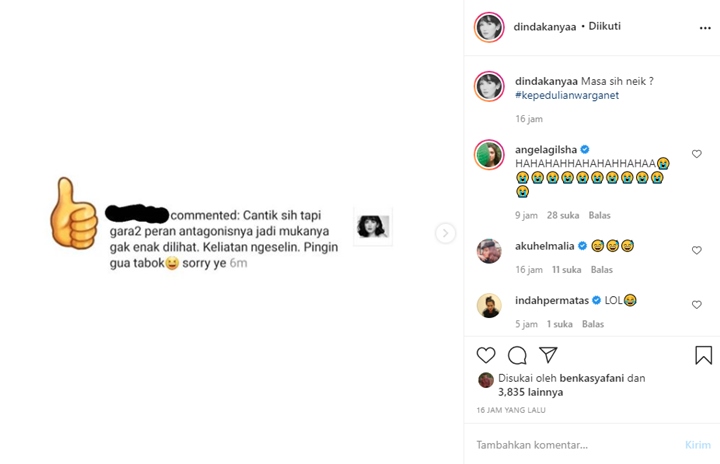Gara-gara Peran Antagonis, Wajah Dinda Kanya Dewi Dibilang Ngeselin