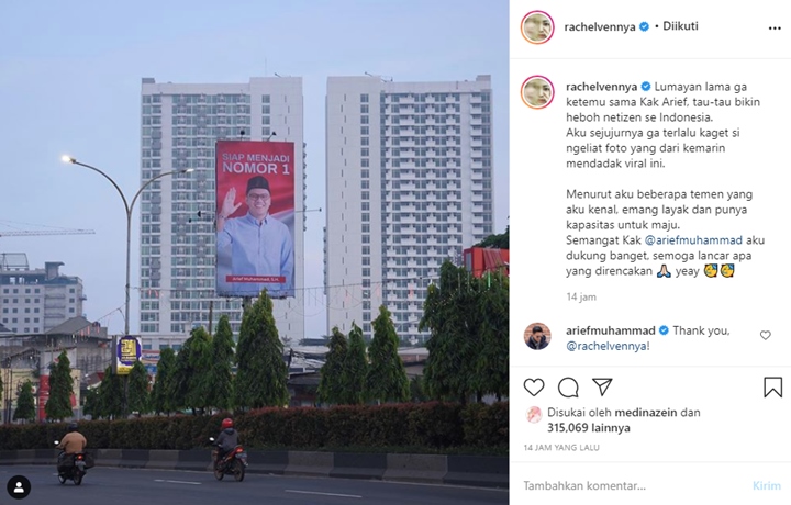 Rachel Vennya Beri Dukungan Arief Muhammad \'Nyapres\', Demi Dapat Job?
